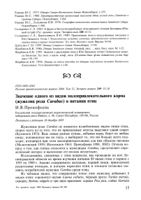 Значение одного из видов малопривлекательного корма (жужелиц рода Carabus) в питании птиц