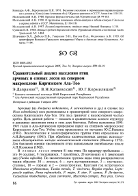 Сравнительный анализ населения птиц арчовых и еловых лесов на северном макросклоне Киргизского Ала-Тоо