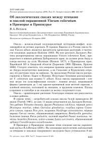 Об экологических связях между птицами и омелой окрашенной Viscum coloratum в Приморье и Приамурье