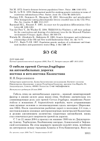 О гибели грачей Corvus frugilegus на автомобильных дорогах востока и юго-востока Казахстана