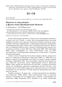 Новости и дополнения к фауне птиц Оренбургской области