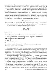 О гнездовании орла-карлика Aquila pennata в Северном Казахстане