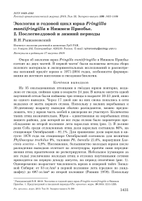 Экология и годовой цикл юрка Fringilla montifringilla в Нижнем Приобье. 2. Послегнездовой и зимний периоды