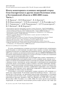 Итоги мониторинга сезонных миграций стерха Grus leucogeranus и других водно-болотных птиц в Кустанайской области в 2005-2008 годах. Часть 1