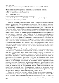 Зимние наблюдения водоплавающих птиц в Кустанайской области