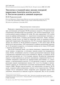Экология и годовой цикл жизни северной варакушка Luscinia svecica svecica. 2. Послегнездовой и зимний периоды