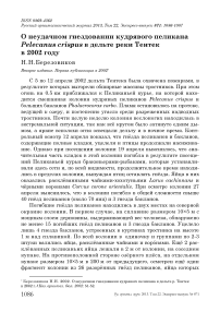 О неудачном гнездовании кудрявого пеликана Pelecanus crispus в дельте реки Тентек в 2002 году