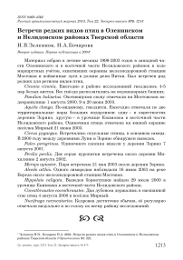 Встречи редких видов птиц в Оленинском и Нелидовском районах Тверской области