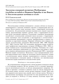 Экология северной веснички Phylloscopus trochilus acredula в Нижнем Приобье и на Ямале. 3. Послегнездовые кочёвки и отлёт