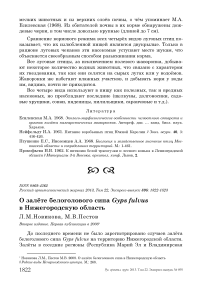 О залёте белоголового сипа Gyps fulvus в Нижегородскую область