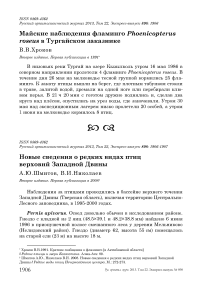 Новые сведения о редких видах птиц верховий Западной Двины