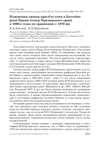 Изменения сроков прилёта птиц в бассейне реки Бикин (север Приморского края) в 1990-е годы по сравнению с 1970-ми