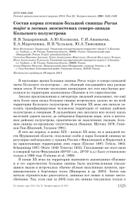 Состав корма птенцов большой синицы Parus major в лесных экосистемах северо-запада Кольского полуострова