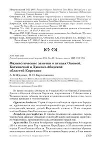 Фаунистические заметки о птицах Ошской, Баткенской и Джалал-Абадской областей Киргизии