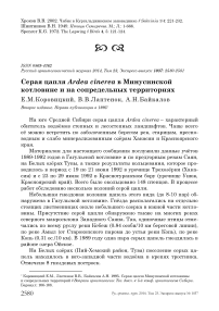 Серая цапля Ardea cinerea в Минусинской котловине и на сопредельных территориях