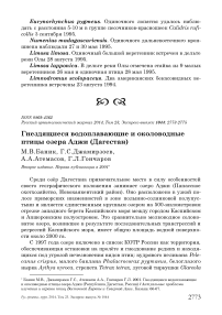 Гнездящиеся водоплавающие и околоводные птицы озера Аджи (Дагестан)