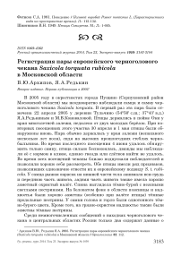 Регистрация пары европейского черноголового чекана Saxicola torquata rubicola в Московской области