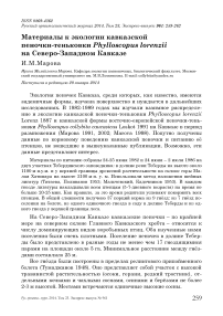Материалы к экологии кавказской пеночки-теньковки Phylloscopus lorenzii на Северо-Западном Кавказе