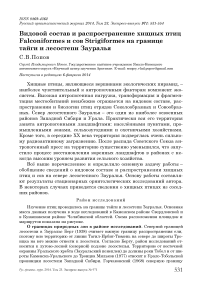 Видовой состав и распространение хищных птиц Falconiformes и сов Strigiformes на границе тайги и лесостепи Зауралья