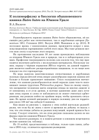 К полиморфизму и биологии обыкновенного канюка Buteo buteo на Южном Урале