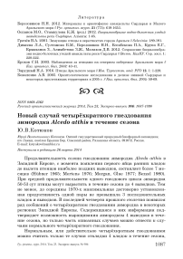 Новый случай четырёхкратного гнездования зимородка Alcedo atthis в течение сезона