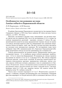 Особенности гнездования жулана Lanius collurio в Харьковской области