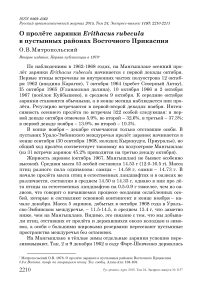 О пролёте зарянки Erithacus rubecula в пустынных районах Восточного Прикаспия