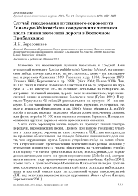 Случай гнездования пустынного сорокопута Lanius pallidirostris на сооружениях человека вдоль линии железной дороги в Восточном Прибалхашье