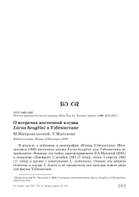 О встречах восточной клуши Larus heuglini в Узбекистане