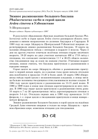 Зимнее размножение большого баклана Phalacrocorax carbo и серой цапли Ardea cinerea в Узбекистане