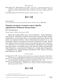 Зимние встречи степного орла Aquila nipalensis в Южном Казахстане