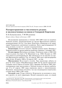 Распространение и численность редких и малоизученных куликов в Северной Киргизии