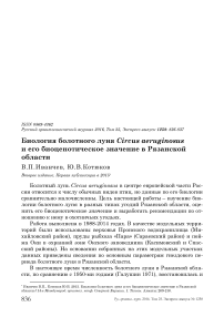 Биология болотного луня Circus aeruginosus и его биоценотическое значение в Рязанской области