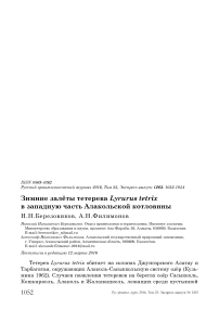 Зимние залёты тетерева Lyrurus tetrix в западную часть Алакольской котловины