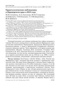 Орнитологические наблюдения в Приморском крае в 2015 году