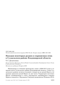 Находки некоторых редких и охраняемых птиц в Суздальском районе Владимирской области