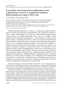 Состояние населения аистообразных птиц в Крымском лесхозе Славянского района Краснодарского края в 2015 году