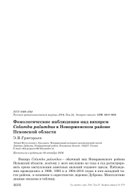 Фенологические наблюдения над вяхирем Columba palumbus в Новоржевском районе Псковской области