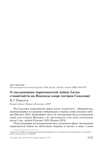 О гнездовании чернохвостой чайки Larus crassirostris на Невском озере (остров Сахалин)