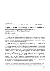 Новые находки гнёзд серой неясыти Strix aluco и обыкновенного ворона Corvus corax в заповеднике Аксу-Джабаглы