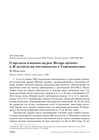 О вредном влиянии щурок Merops apiaster и M. persicus на пчеловодство в Туркменистане