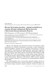 Желна Dryocopus martius - новый потребитель плодов яблони сибирской Malus baccata в Восточно-Казахстанской области