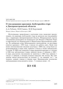 О гнездовании красавки Anthropoides virgo в Днепропетровской области