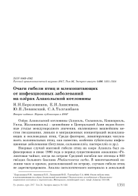 Очаги гибели птиц и млекопитающих от инфекционных заболеваний на озёрах Алакольской котловины