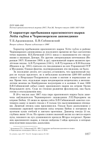 О характере пребывания красноносого нырка Netta rufina в Черноморском заповеднике