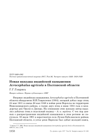 Новая находка индийской камышевки Acrocephalus agricola в Полтавской области