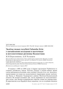 Залёты сизых голубей Columba livia с китайскими кольцами в восточные и юго-восточные регионы Казахстана