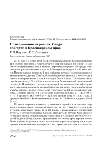 О гнездовании черныша Tringa ochropus в Красноярском крае