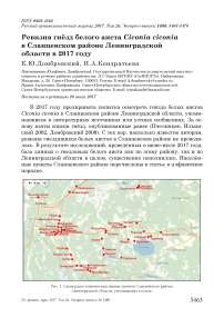 Ревизия гнёзд белого аиста Ciconia ciconia в Сланцевском районе Ленинградской области в 2017 году