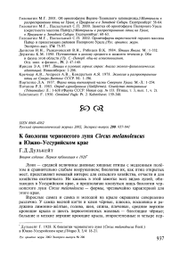 К биологии чернопегого луня Circus melanoleucus в Южно-Уссурийском крае